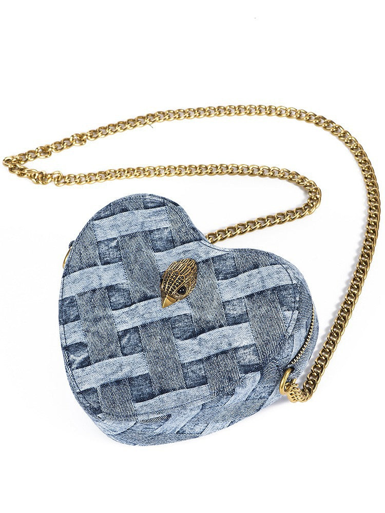 821 denim heart shape crossbody bag