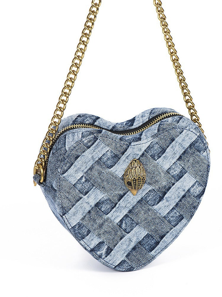 821 denim heart shape crossbody bag