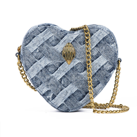 821 denim heart shape crossbody bag