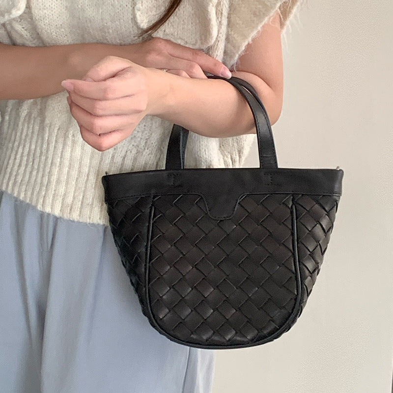 2257 genuine leather handmade woven bag