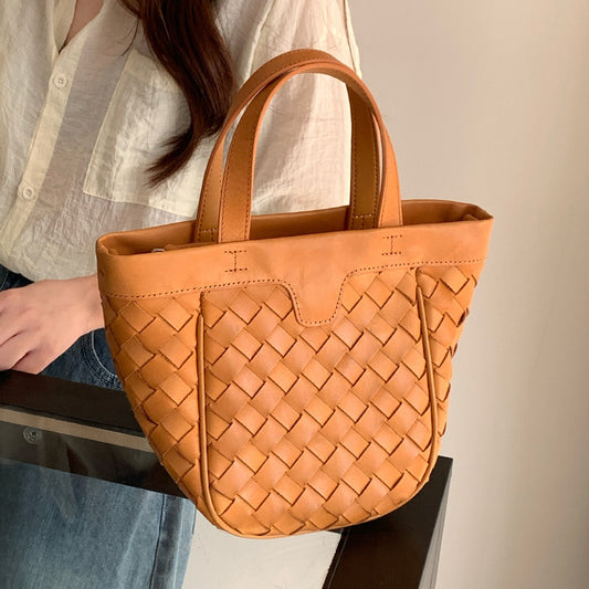 2257 genuine leather handmade woven bag