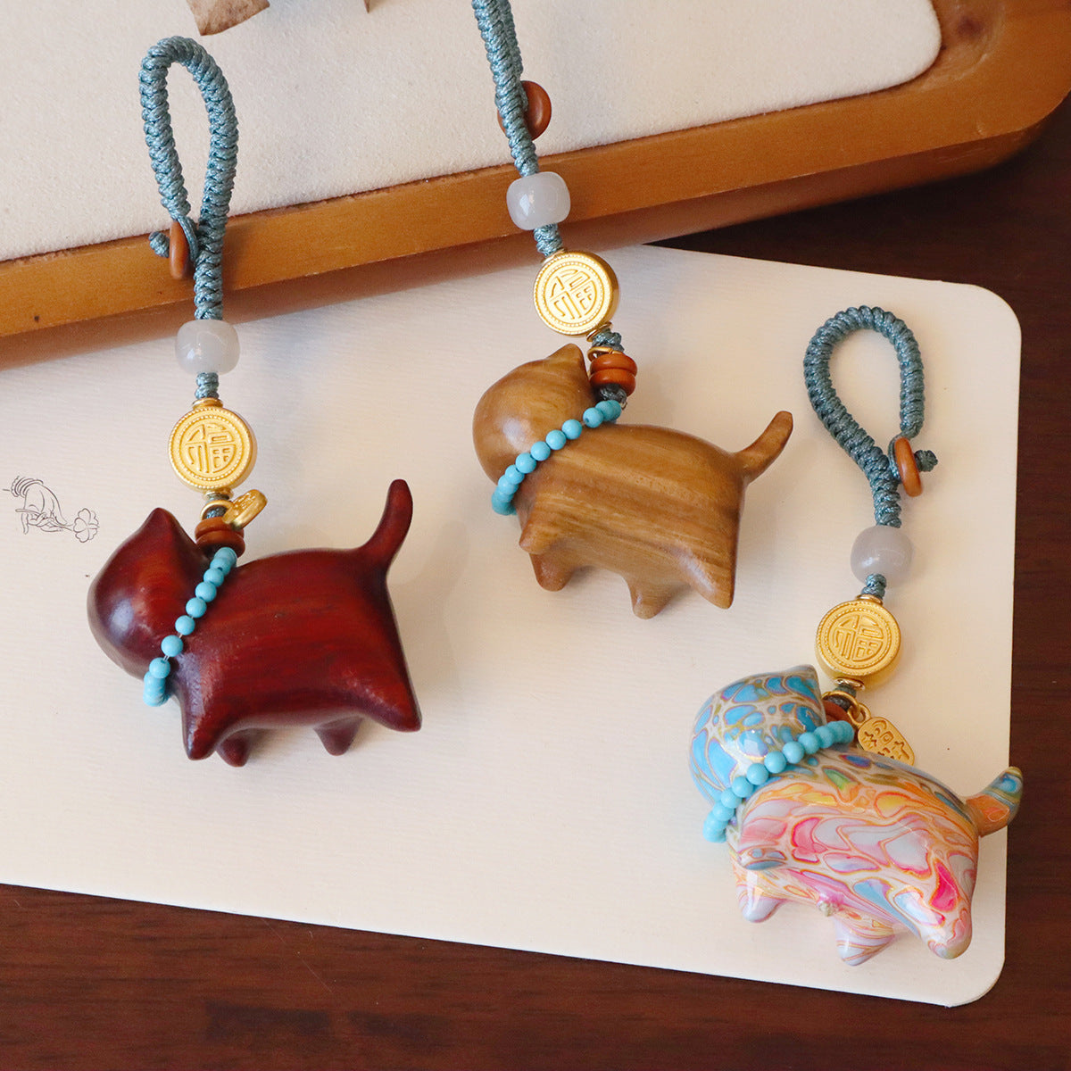 651 nature wooden keychain charm