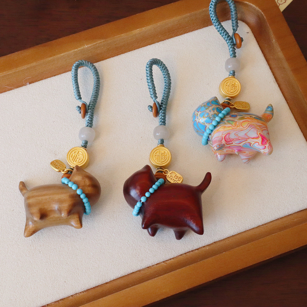 651 nature wooden keychain charm