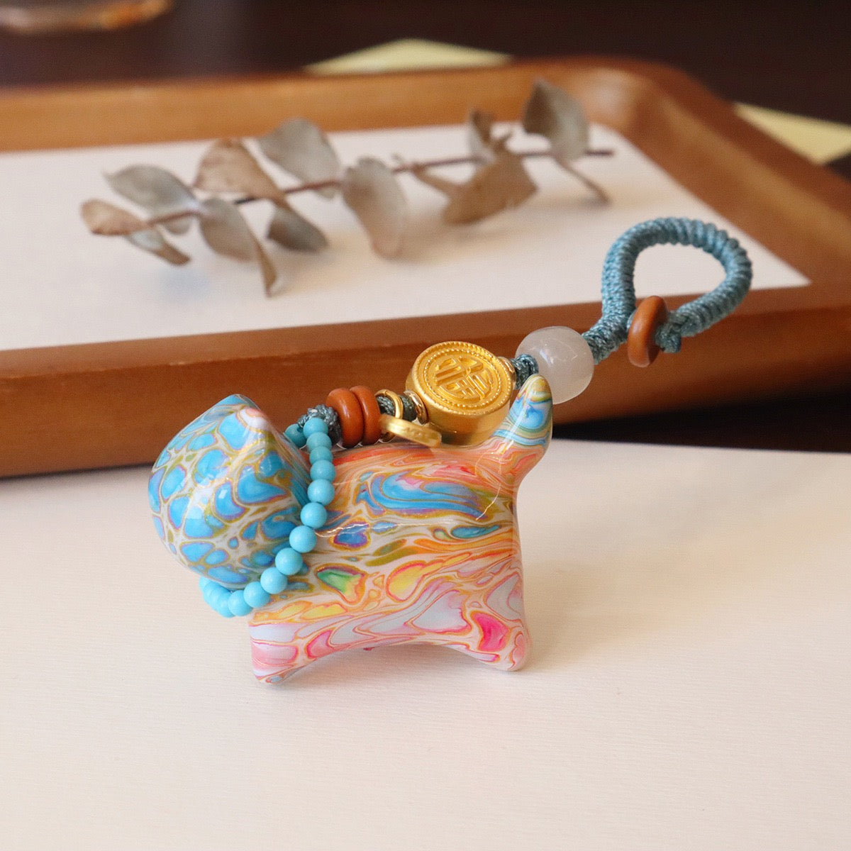 651 nature wooden keychain charm