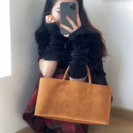HM-1 suede leather large shopping totes