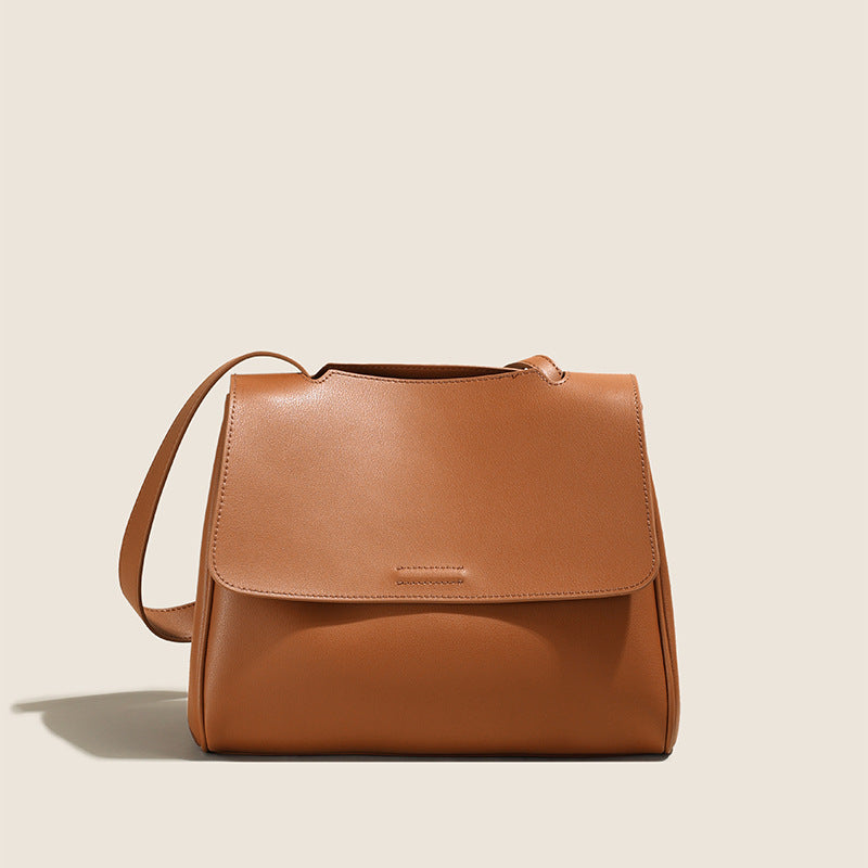 1878 leather flap solid handbag