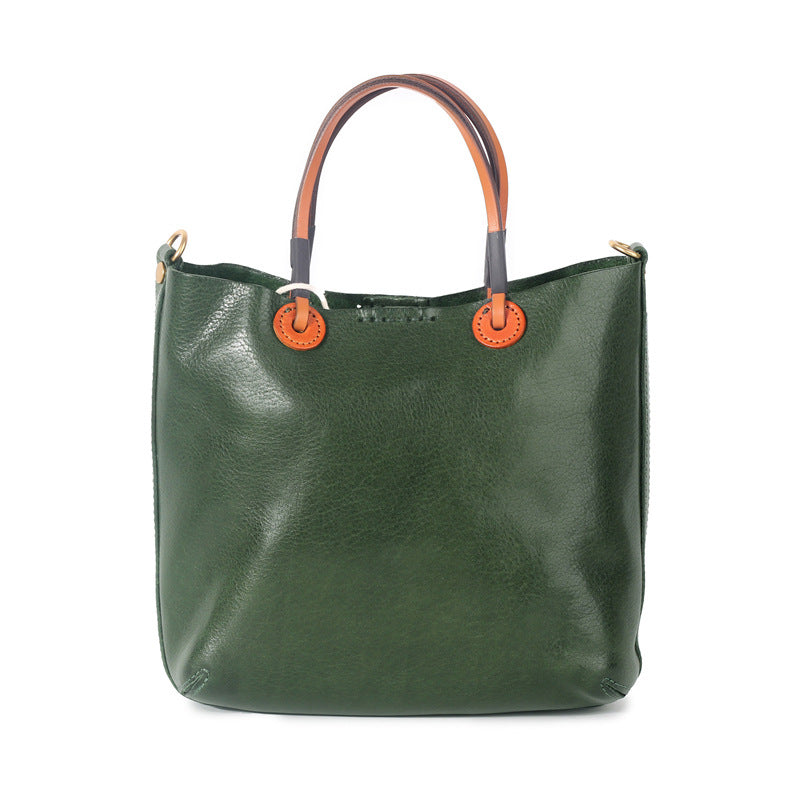 1715 large capacity cowhide solid handbag