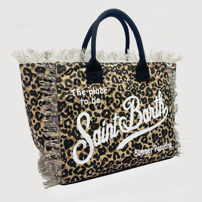 2301 leopard large beach bag