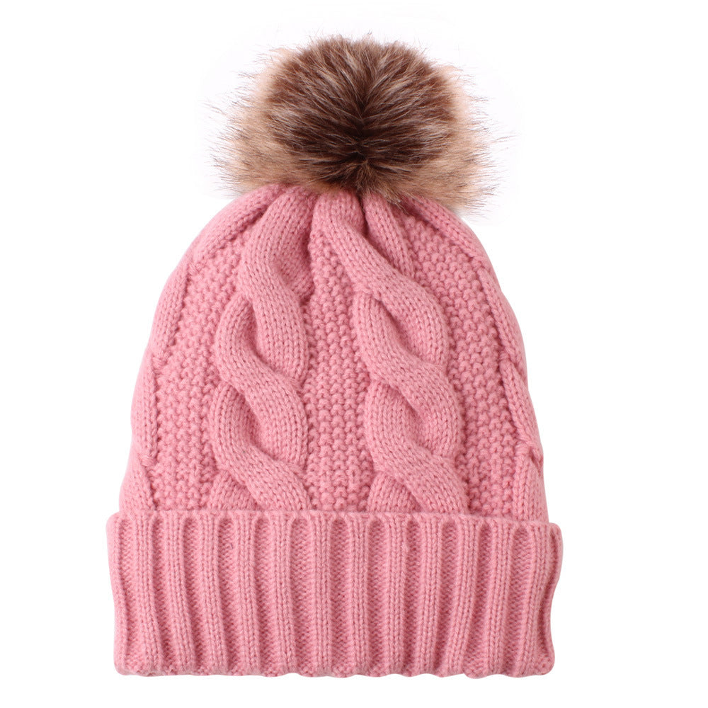 1716 Knitted Warm winter wool hat pom pom beanie