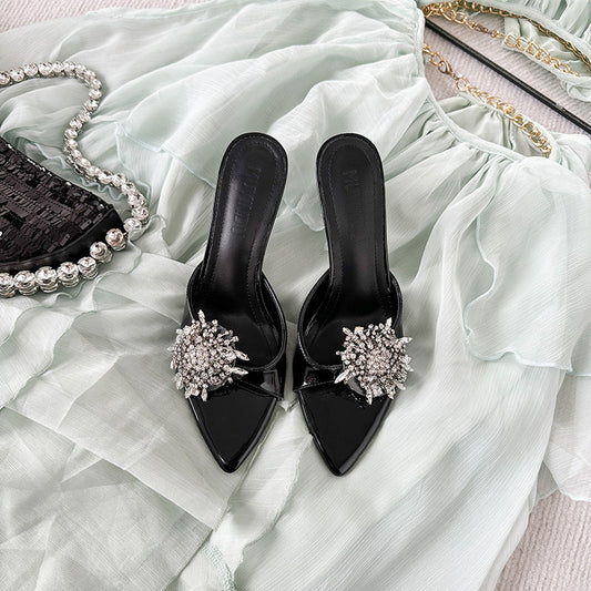 4220 rhinestone women high-heel slide