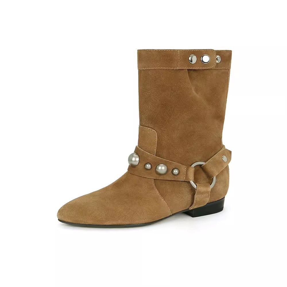 720 rivet suede leather long boots