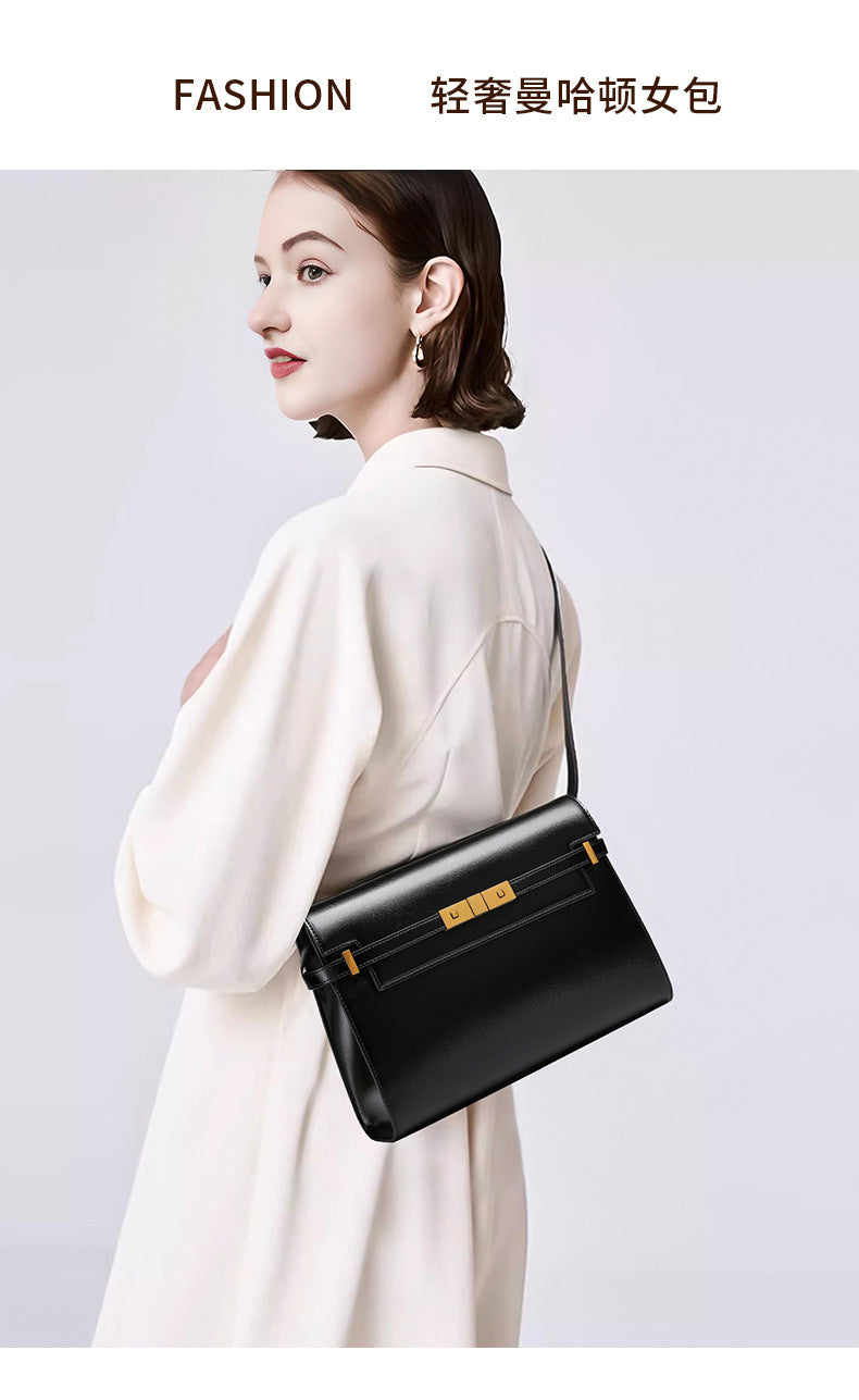313 genuine leather solid crossbody bag
