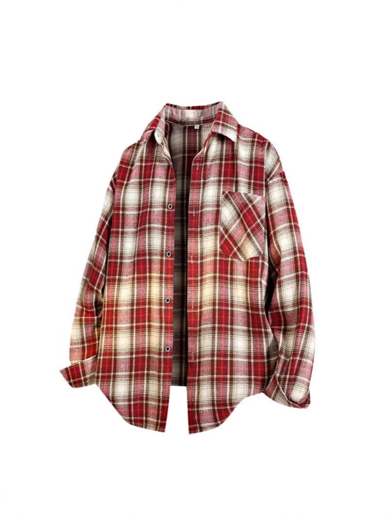 4195 women cotton plaid shirt