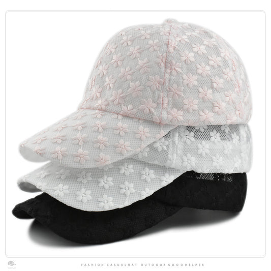 2118 flower embroidery breathable baseball cap