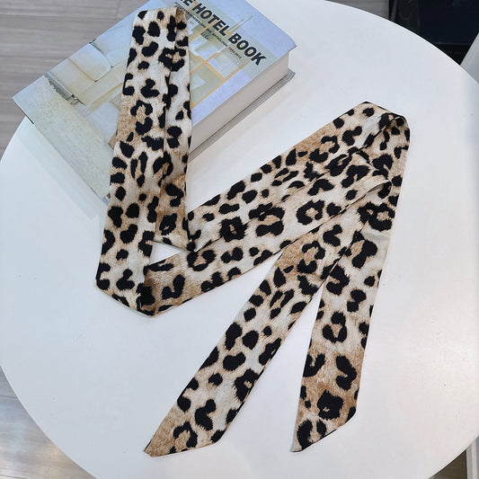 1908 leopard ribbon neck tie
