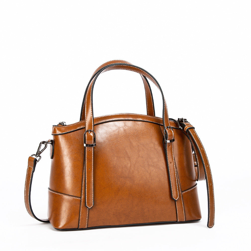 1674 genuine leather solid women handbag