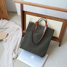 2230 nylon+leather large shopping bag