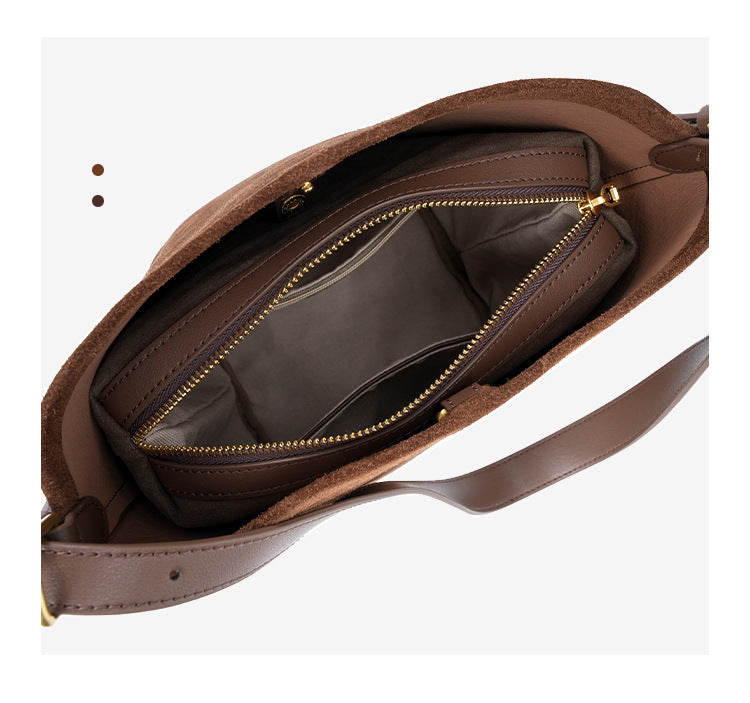 102 suede leather bucket handbag
