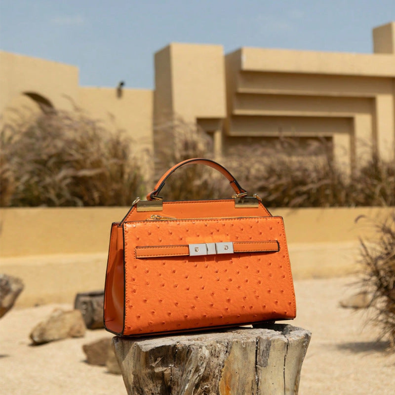 3852 custom-made ostrich leather handbag