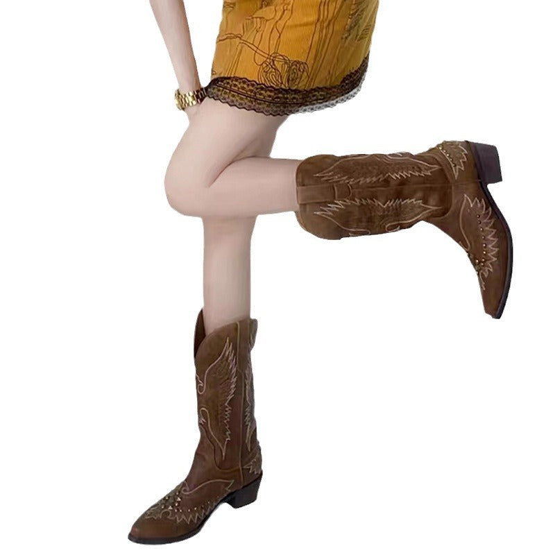 720 rivet suede leather long boots