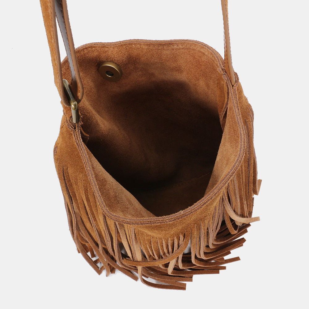 1679 suede leather tassel crossbody bag