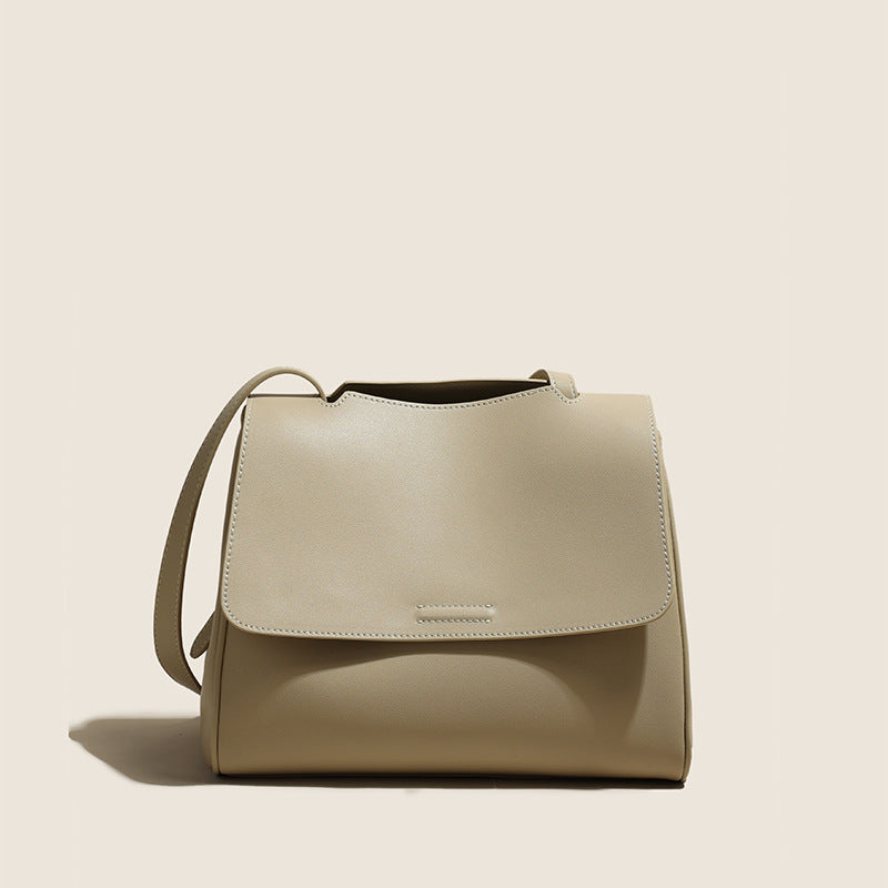 1878 leather flap solid handbag