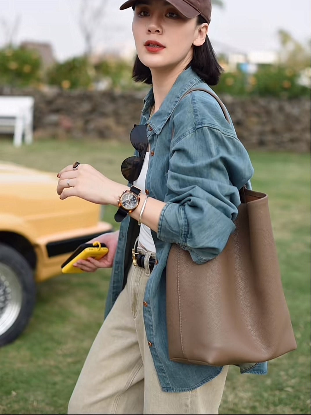 890 genuine leather large shopping bag