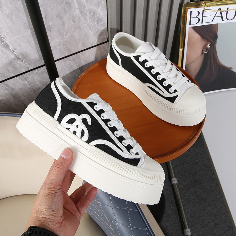 4237 thick sole canvas sneaker
