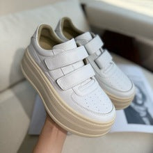 2664 fashion white leather sneaker with velcro straps