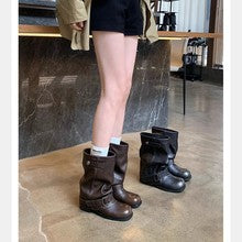 2701 chunky heeled western ankle boots in leather