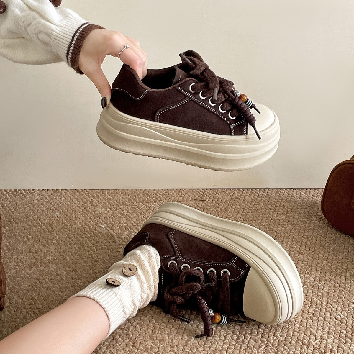3786 lace-up casual plstform shoes