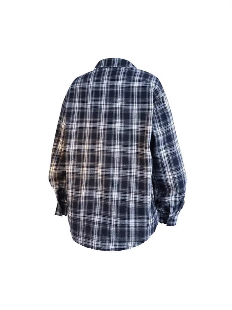 4195 women cotton plaid shirt