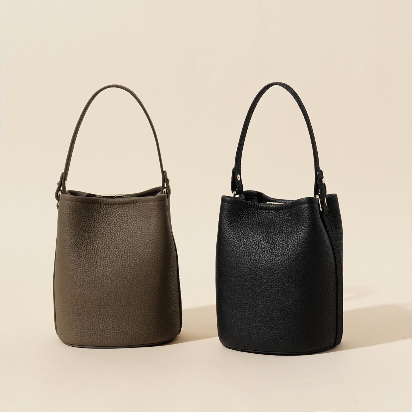 3966 genuine leather mini bucket bag