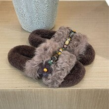 2633 high-end curly lambswool slippers
