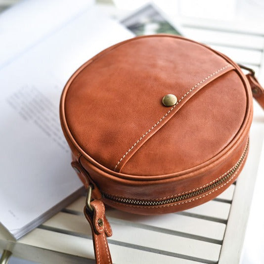 1635 round leather crossbody bag