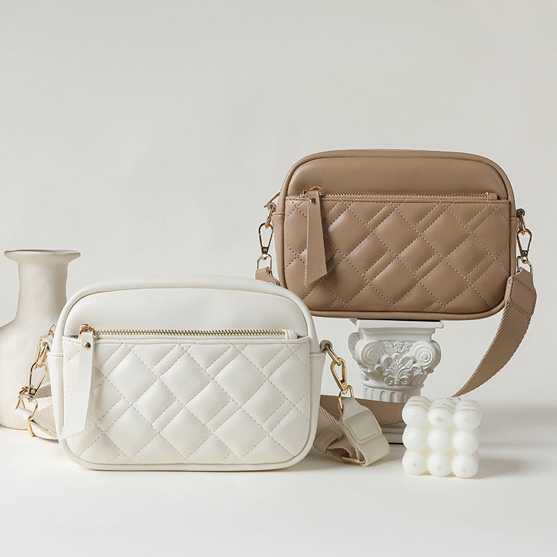 1705 Micorfiber plaid camera crossbody bag