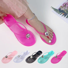 1374 transparent pvc rhinestone women slide