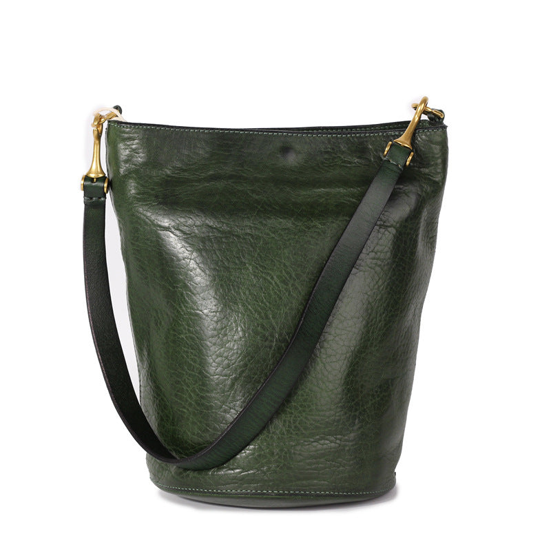 1633 cow leather vintage women large bucket bag messenger bag