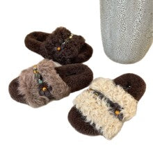2633 high-end curly lambswool slippers