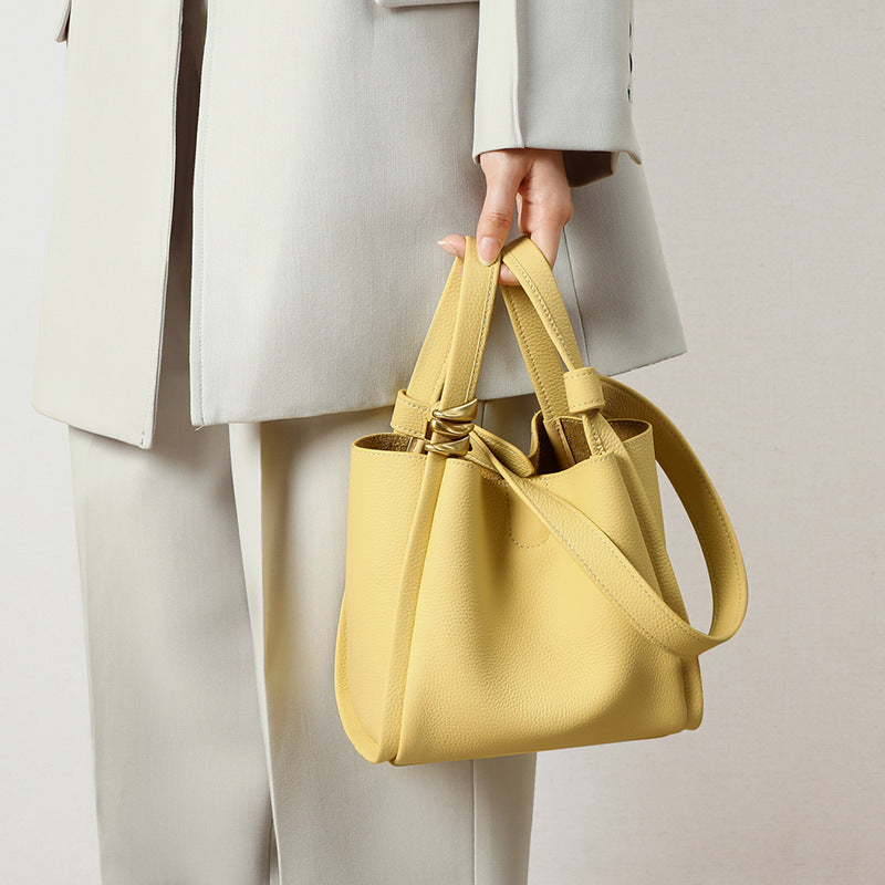 1627 genuine leather women bucket handbag