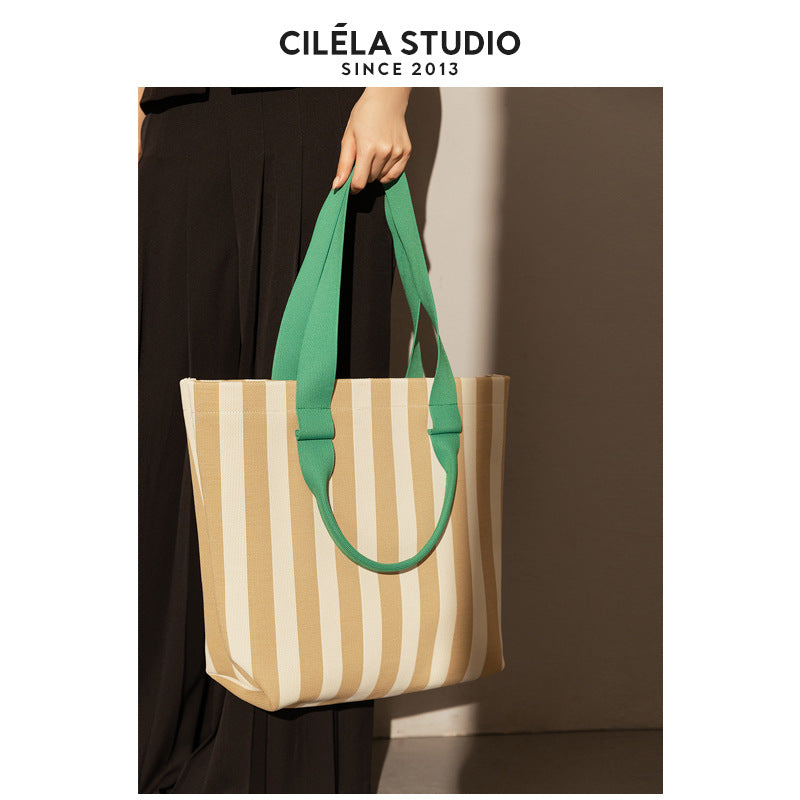 647 colorful stripe large totes bag