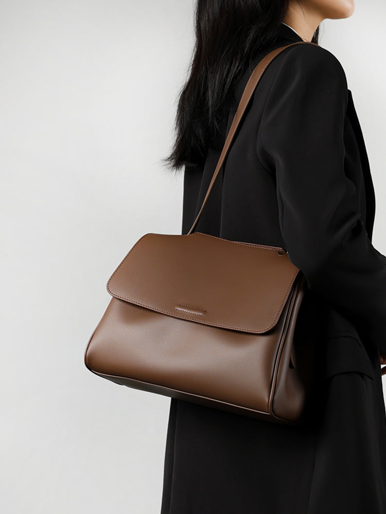 1878 leather flap solid handbag
