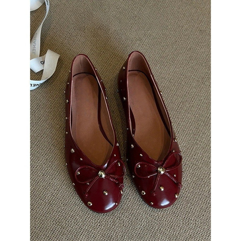 4595 genuine leather women flats