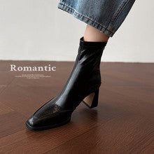 2723 pointed-toe genuine leather boots