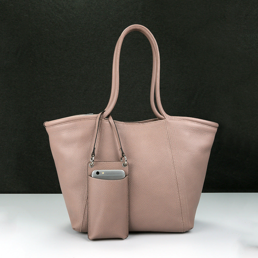 1672 solid leather shopping totes