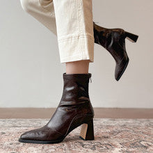 2723 pointed-toe genuine leather boots