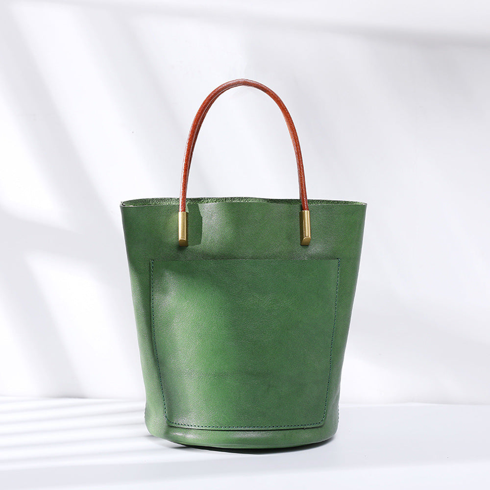1714 genuine leather bucket handbag