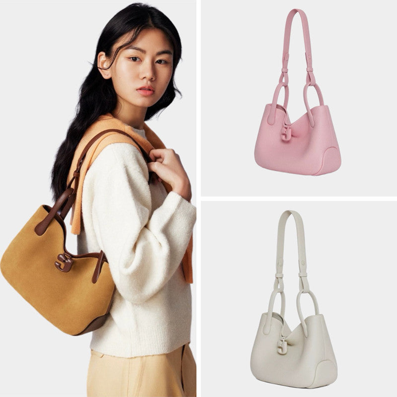 656 niche suede leather hobo bag