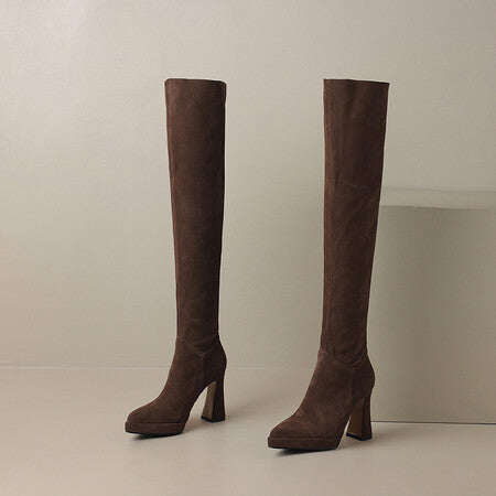 3839 over the knee pointed-toe boots