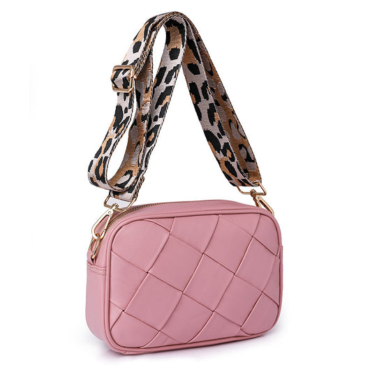 586 leather knit camera crossbody bag